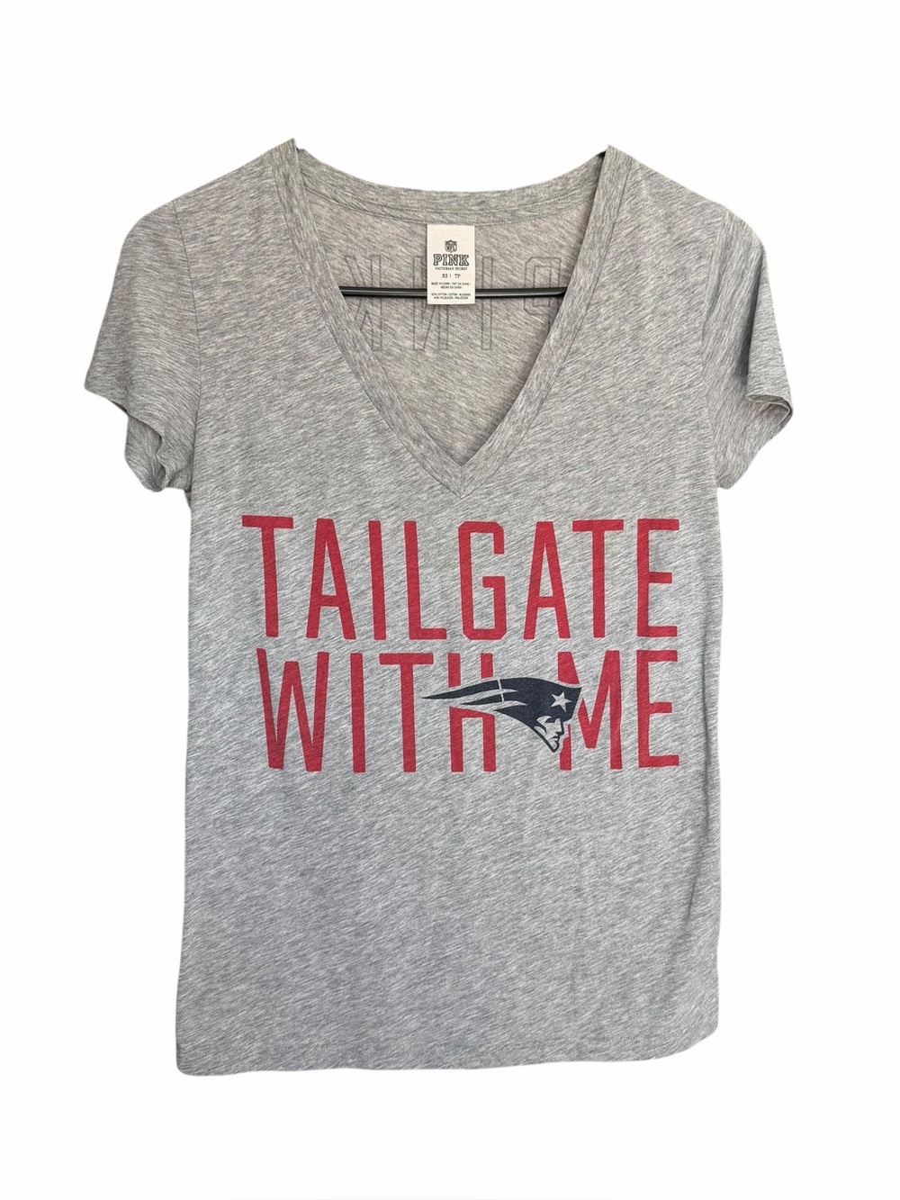 PINK Victorias Secret Tailgate With Me V-Neck T-Shirt - New England Patriots